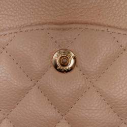 Pre Owned Chanel Beige Medium Classic Caviar Double Flap