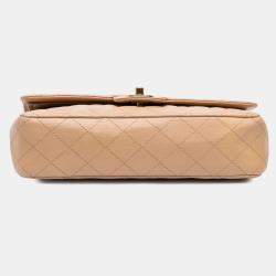 Pre Owned Chanel Beige Medium Classic Caviar Double Flap