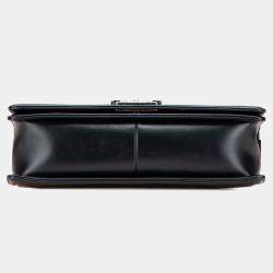Pre Owned Chanel Black Medium Chevron Wrinkled Lambskin Boy Flap