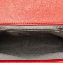 Pre Owned Chanel Red Medium Quilted Calfskin Wild Stitch Boy Flap  Bag