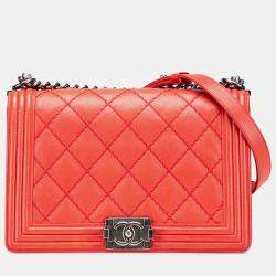 Chanel Red Medium Quilted Calfskin Wild Stitch Boy Flap  Bag