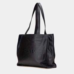 Pre Owned Chanel Black CC Lambskin Tote
