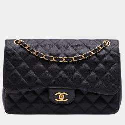 Chanel Black Jumbo Classic Caviar Double Flap