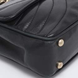 مملوكة مسبقًا شنطة شانيل قلاب جلد أسود مبطن بتطريز شيفرون CC