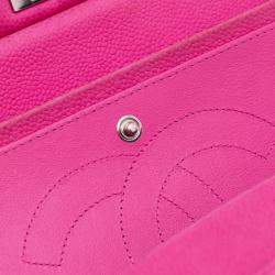 Pre Owned Chanel Pink Jumbo Classic Caviar Double Flap Bag