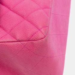 Pre Owned Chanel Pink Jumbo Classic Caviar Double Flap Bag