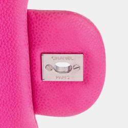 Pre Owned Chanel Pink Jumbo Classic Caviar Double Flap Bag