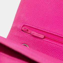 Pre Owned Chanel Pink Jumbo Classic Caviar Double Flap Bag