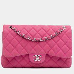 Chanel Pink Jumbo Classic Caviar Double Flap Bag