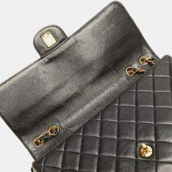 Pre Owned Chanel Black Jumbo Classic Lambskin Single Flap Bag