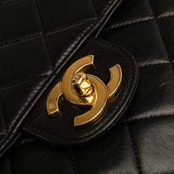 Pre Owned Chanel Black Jumbo Classic Lambskin Single Flap Bag