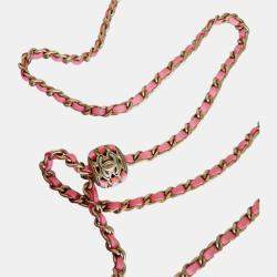 Pre Owned Chanel Pink Lambskin Quilted CC Pearl Crush Wallet On Chain