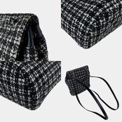 Pre Owned Chanel CC Black Purple Tweed Leather Backpack