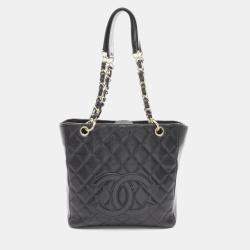Chanel Matelassé Black Caviar Leather PST Tote Bag