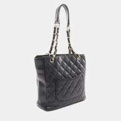 Pre Owned Chanel PST Black Leather Tote Bag