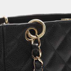 Pre Owned Chanel PST Black Leather Tote Bag