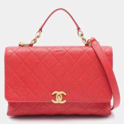 Chanel Matelasse Red Caviar Leather Shoulder Bag