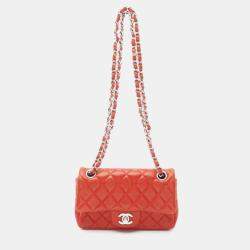 Chanel Matelasse Red Lambskin Shoulder Bag