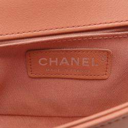 Pre Owned Chanel Boy Small Orange Lambskin Shoulder Bag