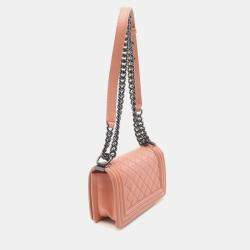 Pre Owned Chanel Boy Small Orange Lambskin Shoulder Bag