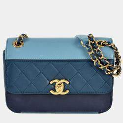Pre Owned Chanel Single Flap Tricolour Lambskin Shoulder Bag