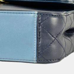 Pre Owned Chanel Single Flap Tricolour Lambskin Shoulder Bag