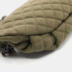 Pre Owned Chanel Matelasse Khaki Canvas Leather Waist Bag
