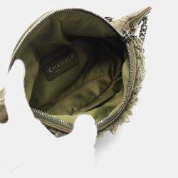Pre Owned Chanel Matelasse Khaki Canvas Leather Waist Bag