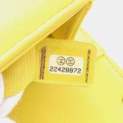 Pre Owned Chanel Boy Small Chevron Yellow Lambskin Shoulder Bag