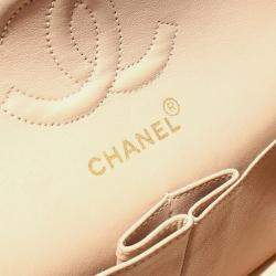 مملوكة مسبقًا Chanel Matelasse W-Flap Shoulder Bag Lambskin Beige