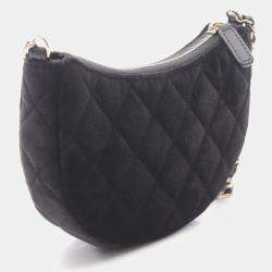 Pre Owned Chanel Mini Matelasse Black Fabric Hobo Shoulder Bag