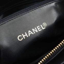 Pre Owned Chanel Chevron V Stitch Navy Lambskin Handbag