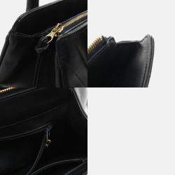 Pre Owned Chanel Chevron V Stitch Navy Lambskin Handbag