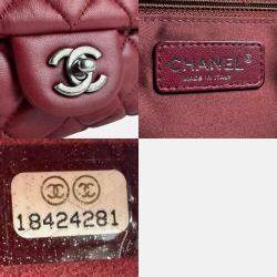 Pre Owned Chanel Matelasse Burgundy Leather Metal Shoulder Bag
