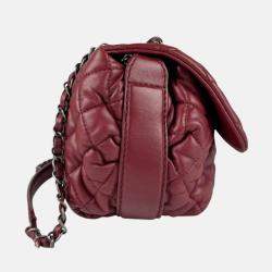 Pre Owned Chanel Matelasse Burgundy Leather Metal Shoulder Bag