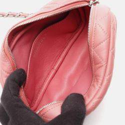 Pre Owned Chanel Matelasse Pink Lambskin Shoulder Bag