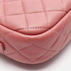 Pre Owned Chanel Matelasse Pink Lambskin Shoulder Bag