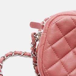 Pre Owned Chanel Matelasse Pink Lambskin Shoulder Bag