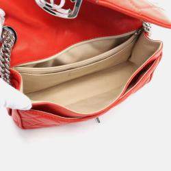 Pre Owned Chanel Matelasse Red Lambskin Shoulder Bag