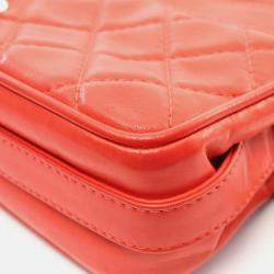 Pre Owned Chanel Matelasse Red Lambskin Shoulder Bag