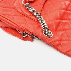 Pre Owned Chanel Matelasse Red Lambskin Shoulder Bag