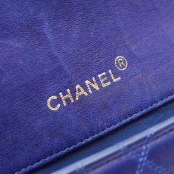 Pre Owned Chanel Matelasse Blue Lambskin Shoulder Bag