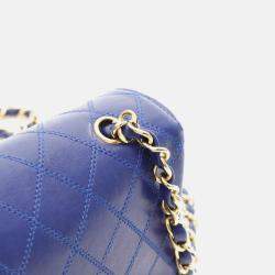 Pre Owned Chanel Matelasse Blue Lambskin Shoulder Bag