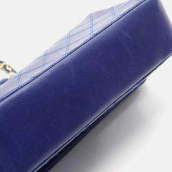 Pre Owned Chanel Matelasse Blue Lambskin Shoulder Bag