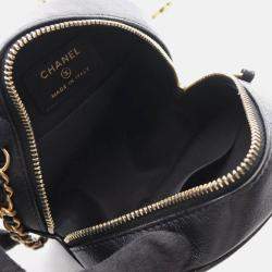 Pre Owned Chanel Matelasse Round Mini Black Lambskin Shoulder Bag