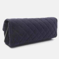 Pre Owned Chanel Matelasse Union Jack Navy Canvas Fabric Shoulder Bag