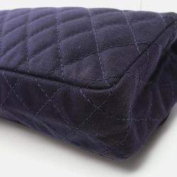 Pre Owned Chanel Matelasse Union Jack Navy Canvas Fabric Shoulder Bag