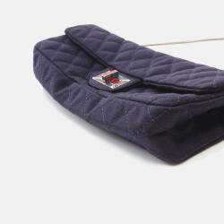 Pre Owned Chanel Matelasse Union Jack Navy Canvas Fabric Shoulder Bag