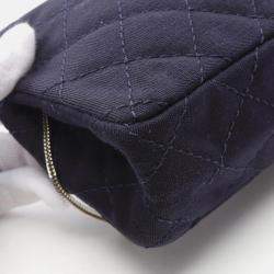 Pre Owned Chanel Matelasse Union Jack Navy Canvas Fabric Shoulder Bag