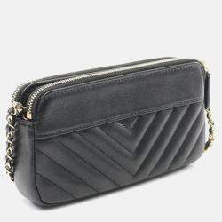 Pre Owned Chanel Mademoiselle Black Leather Shoulder Bag